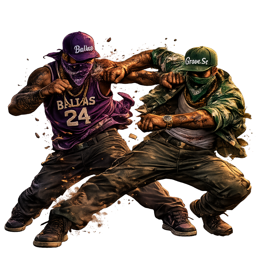 Two rival gang members clashing